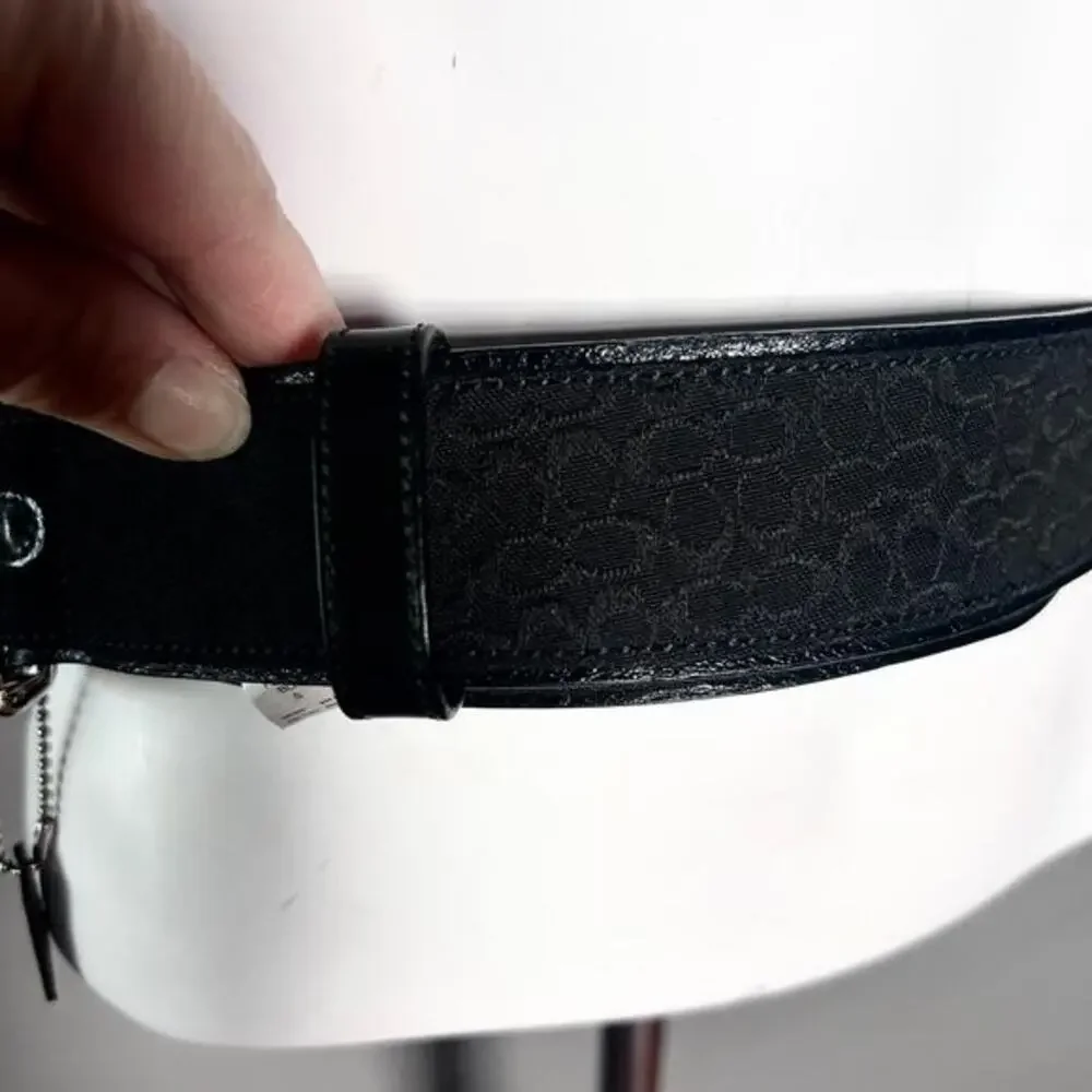 Coach belt women's small all over‎ logo fabric NWT black harness